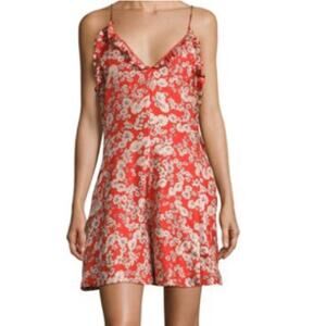 Rebecca Taylor Orange/Red Silk Jumpsuit Romper Size 8